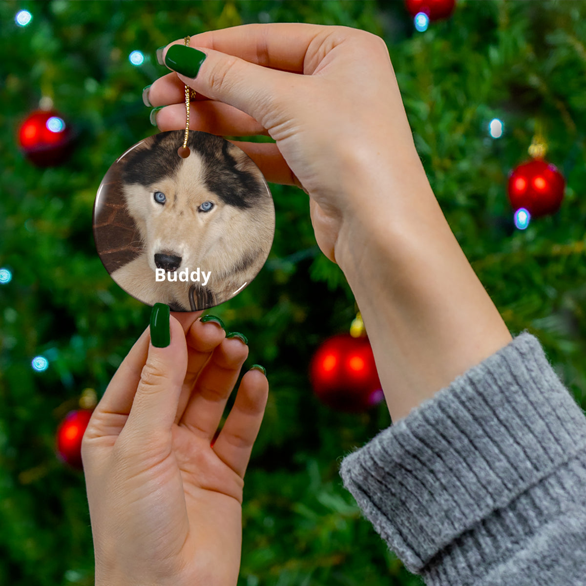 Custom Pet Portrait Ornament - Your Pet's Photo & Name